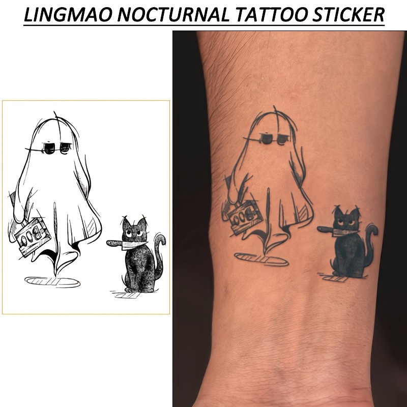 TEMU 3pcs Set Of Cool Ghost And Black -painted Tattoo Stickers, Herbal Tattoos, Suitable For Arm Application, Realistic And Non-reflective, Body Art