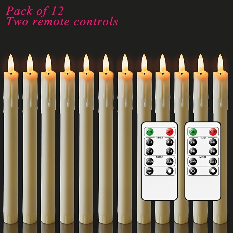 TEMU A Pack Of 12 Non-flaming Flickering Candles, 2 Remote Controls, With Timer Function And Multiple Flashing Modes. 2 Aaa Batteries. Suitable For