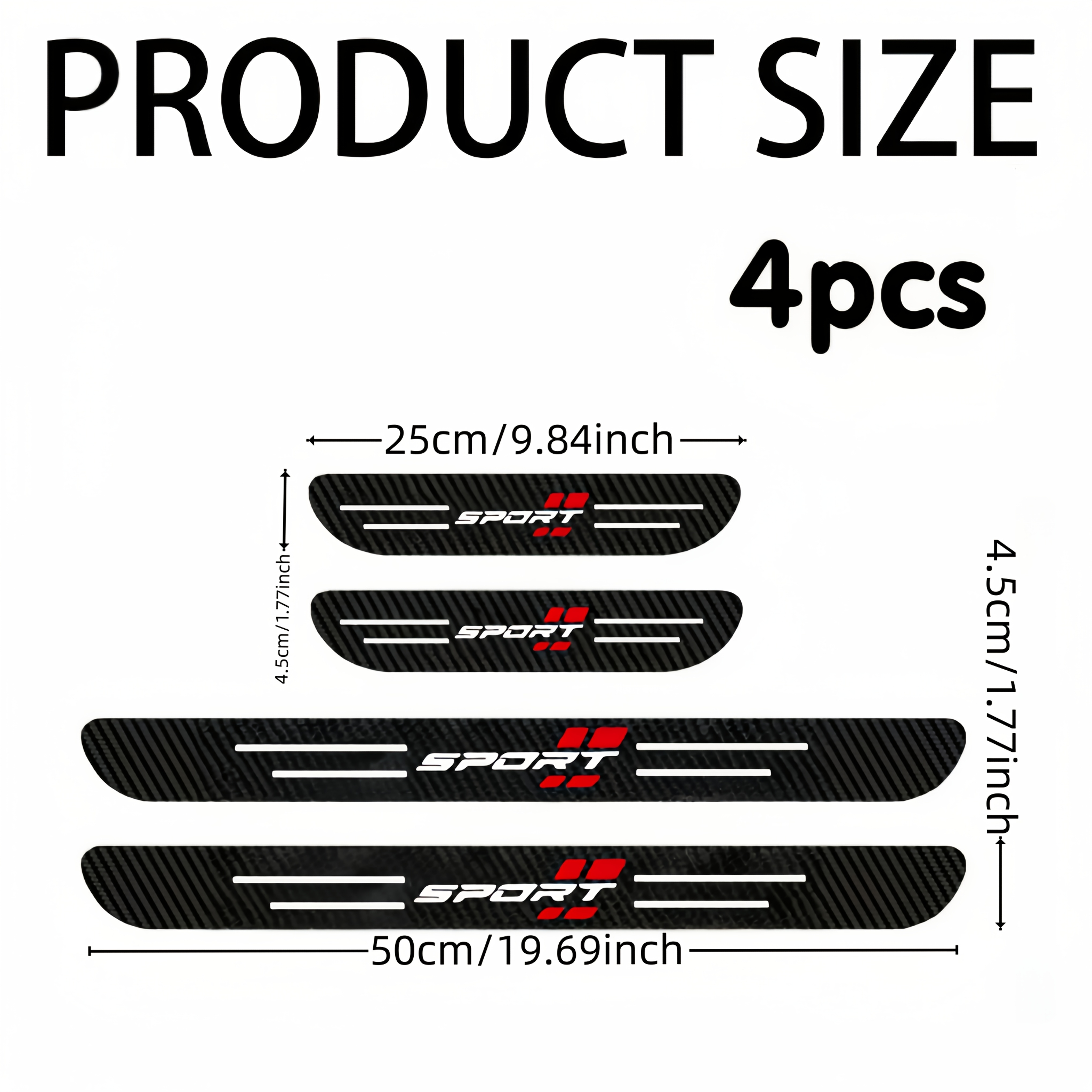 4pcs, 5D carbon fiber threshold strip sticker