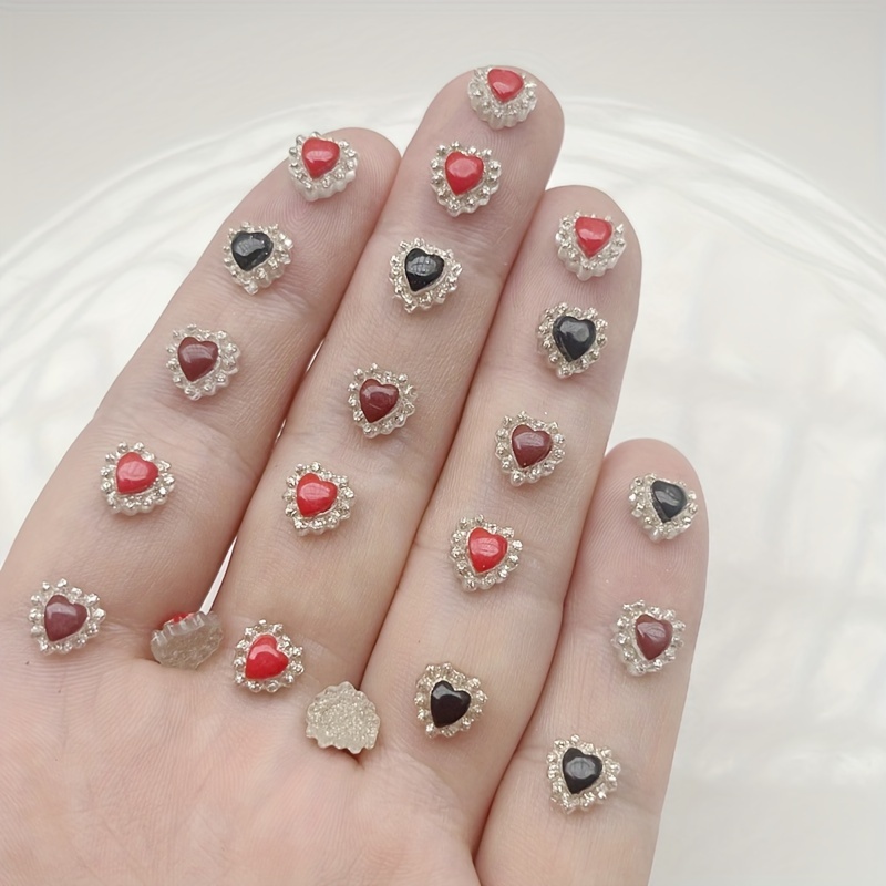 

50pcs 7mm Heart Resin Jewelry Accessories Acrylic Rhinestones Making Diy Crafts Nail Art Design