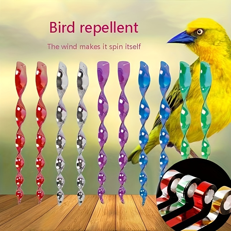 

10pcs Reflective Bird Repellent Wind , Colorful Deterrent Rods With Self-spinning Design, Outdoor Garden Orchard Farm Bird Control Devices