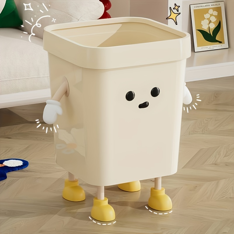 

Creative Cute Large Trash Can For Home, Living Room, Bathroom - Lidless Rectangular Plastic Garbage Bin, No Power Needed, Storage Solution - 1pc