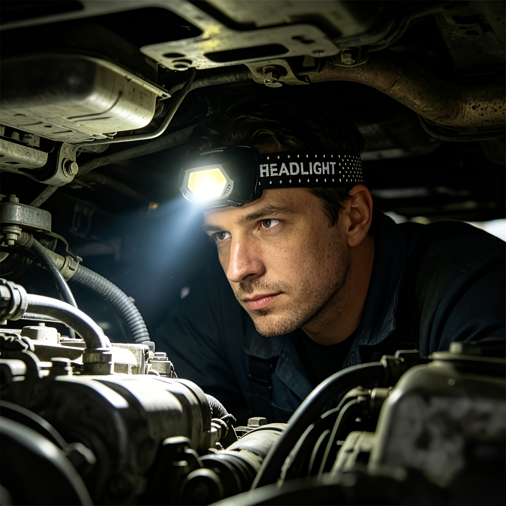 COB LED Headlamp Flashlight with Adjustable Beam, Ultra-Bright