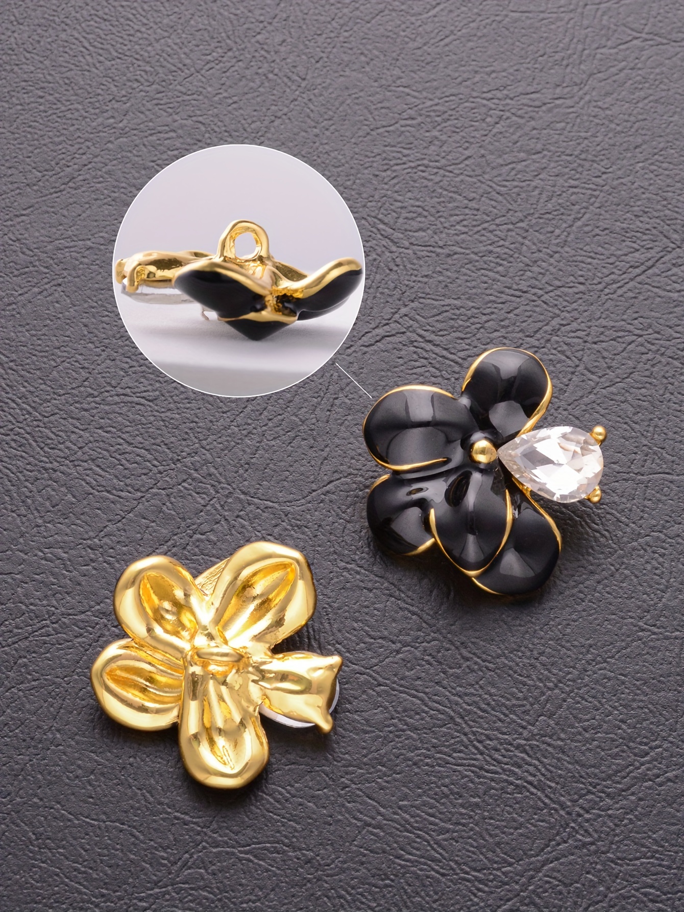 elegant alloy flower brooch pin set 4 piece decorative floral buttons for shirts sweaters coats diy fashion accessories for handbags gift boxes shoes and bouquets details 2