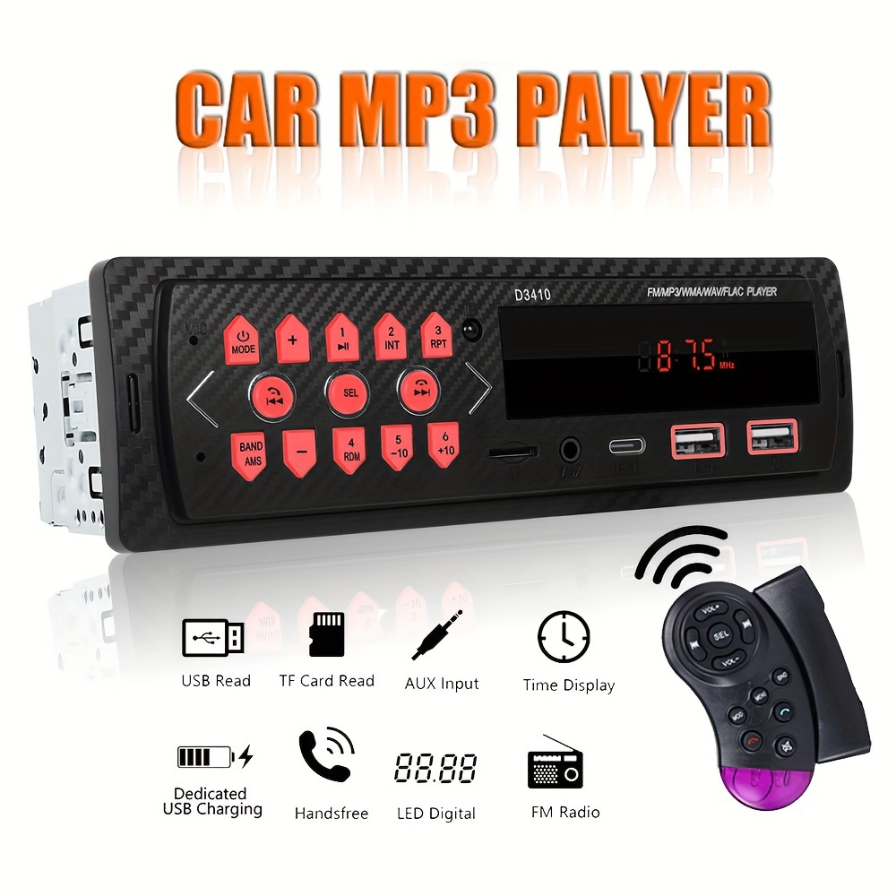 PolarLander 1 Din Car Radio 12V FM MP3 Bluetooth Autoradio Bluetooth  Hands-Free Call in-Dash Car Stereo Built-in with Two Loud Speakers with ISO  Port