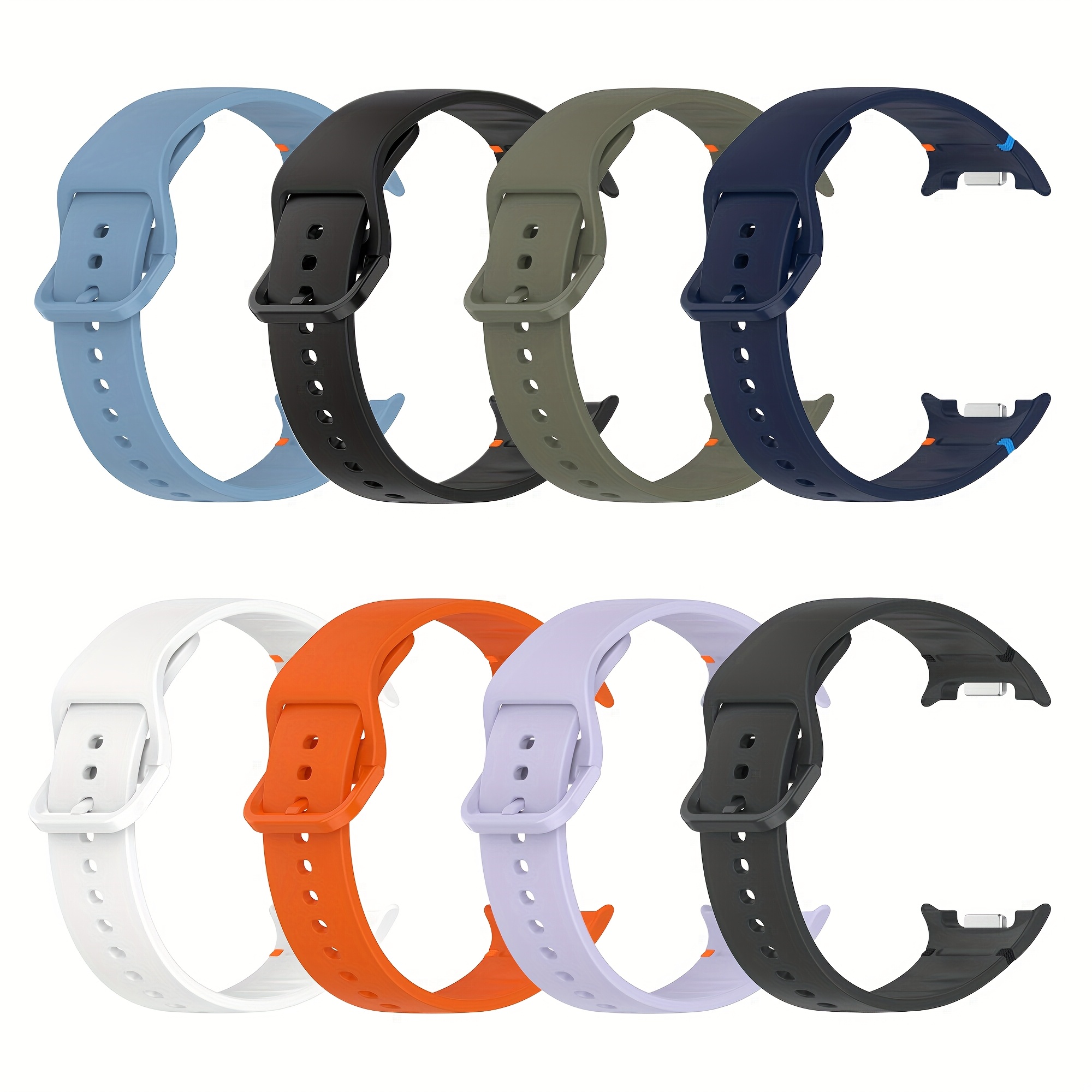 TEMU 8-delige set compatibel met for Galaxy Watch8/Galaxy Watch8 Classic, naadloze zachte band, meerdere kleuren, met gespsluiting, veilige pasvorm,