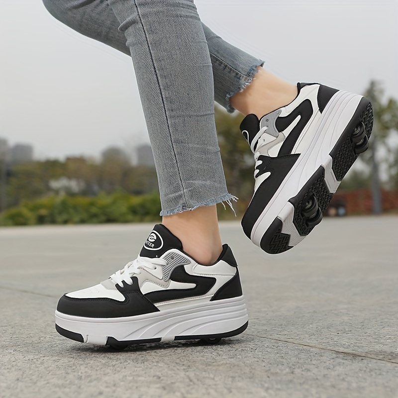 Patines de Ruedas para Niños a Zapatillas de Diversión para con  Cierre de Cordones, Material de PU y