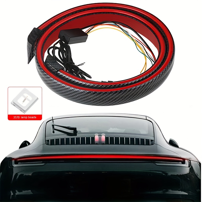TEMU Easy-install 51" Led Spoiler Rear Lip Kit With Brake Light - Fit For Car Trunk & Windshield, No Battery Required