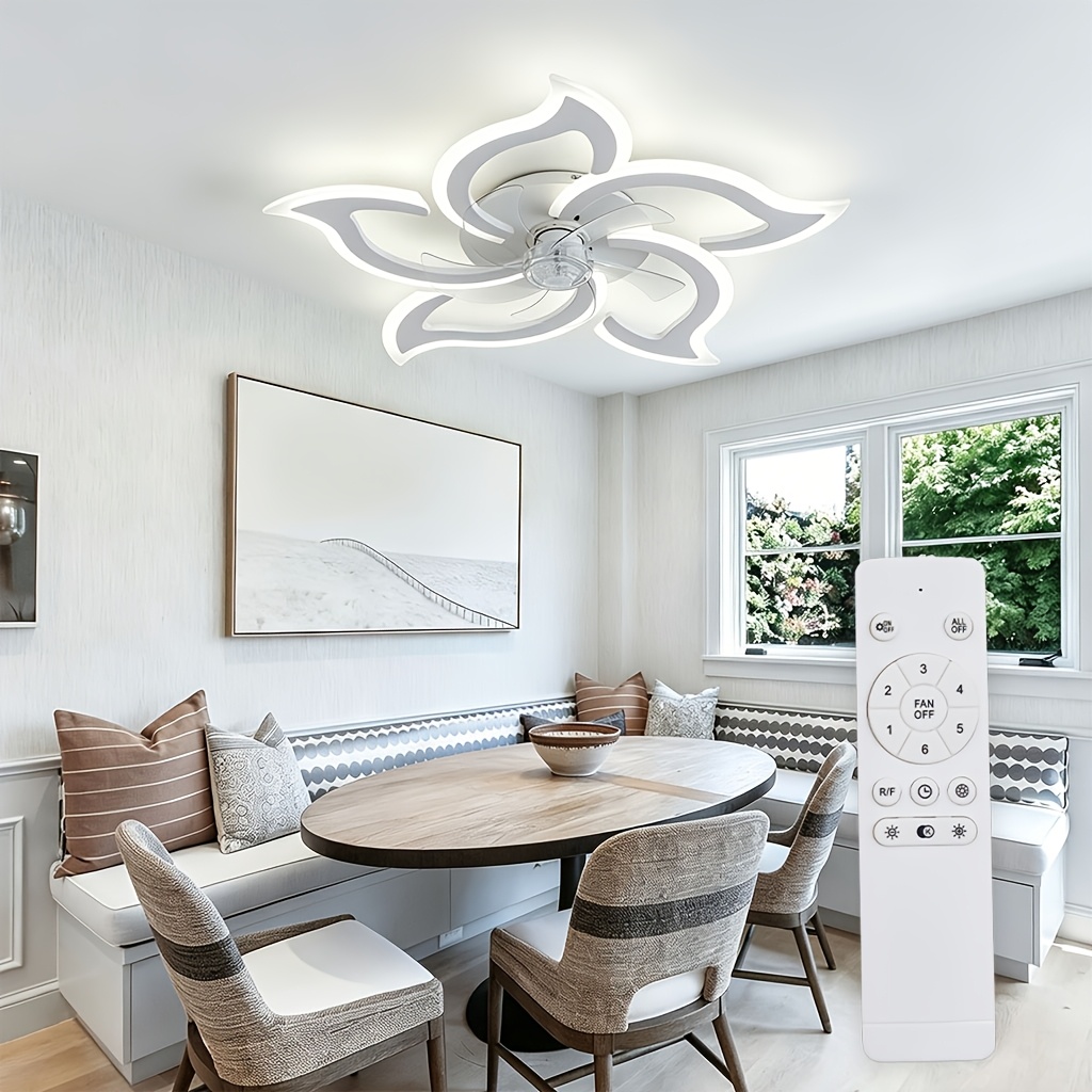 TEMU Ventilateur de plafond 30" avec lumière, ventilateur de plafond à profil bas, montage encastré, 6 vitesses, télécommande à intensité variable 3