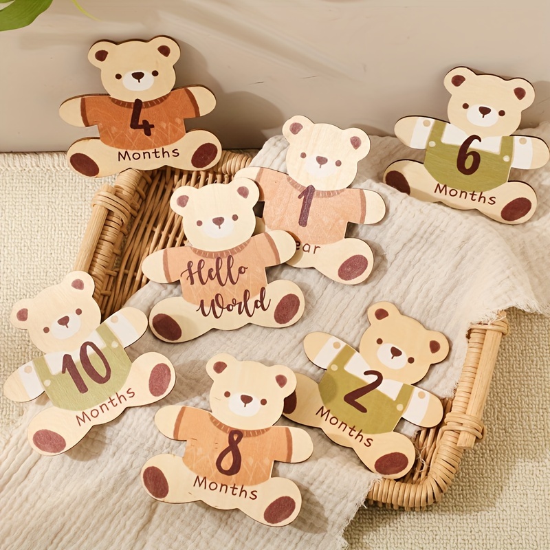 1 set first year milestone teddy bear photo props birth announcement keepsake birthday party decorations christmas halloween celebration accessories details 0