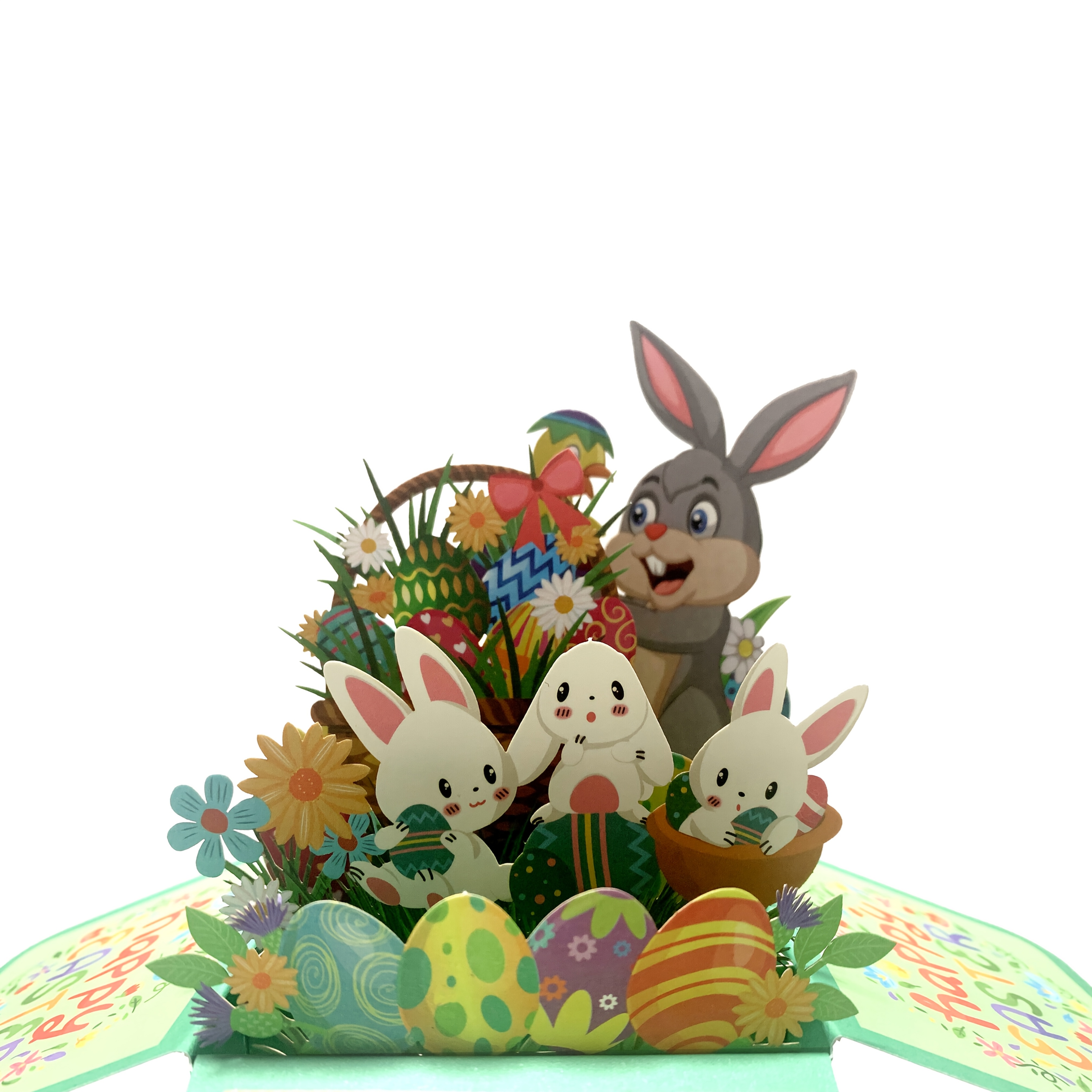 

1pc Easter Bunny & Chicks 3d Pop-up Greeting Card, Cartoon Theme, Laser-cut Paper, Envelope Included, Universal , Family, Lovers - No Electricity Needed