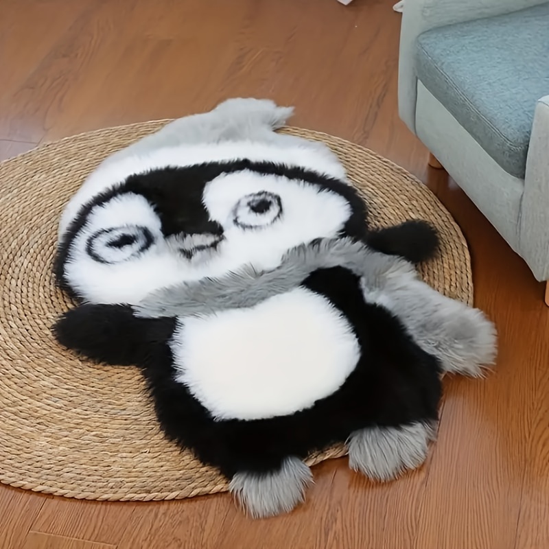 Penguin-shaped Plush 5cm Long Hair Indoor Floor Mat Bedroom Carpet