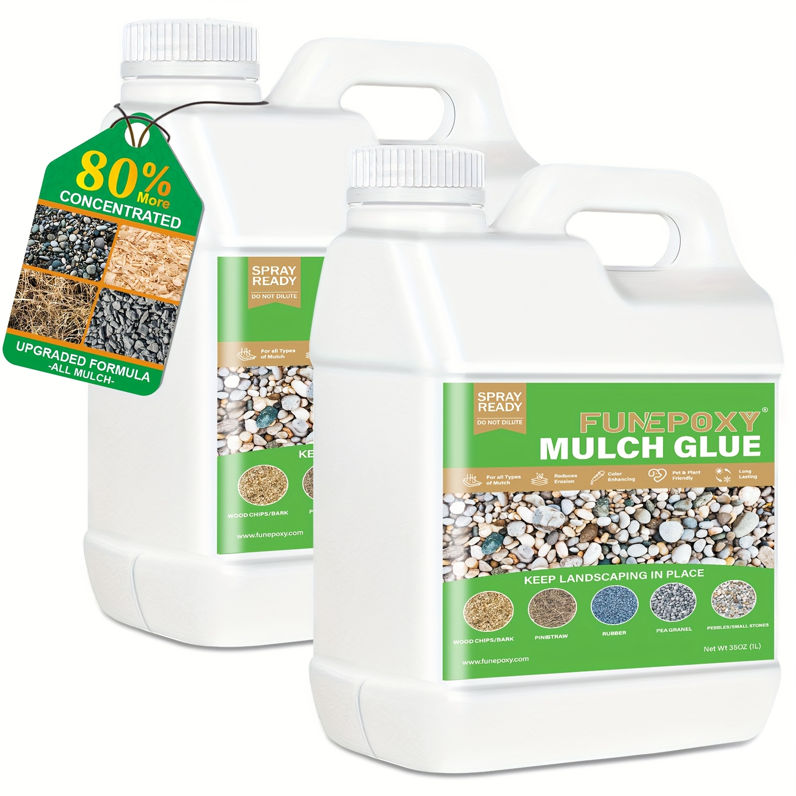 TEMU Funepoxy 70oz Mulch Glue For Landscaping, 70oz Mulch Glue, Non-toxic, Strong Mulch Gravel Glue, Rock Glue, Mulch Glue For Garden, Mulch Glue