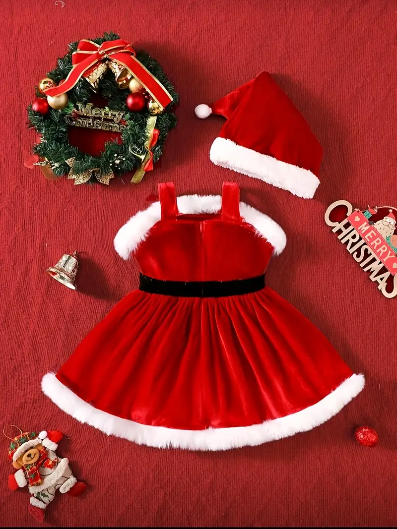 girls infant christmas dress hat outfit - Temu Mauritius girls infant christmas dress hat outfit - Temu Mauritius