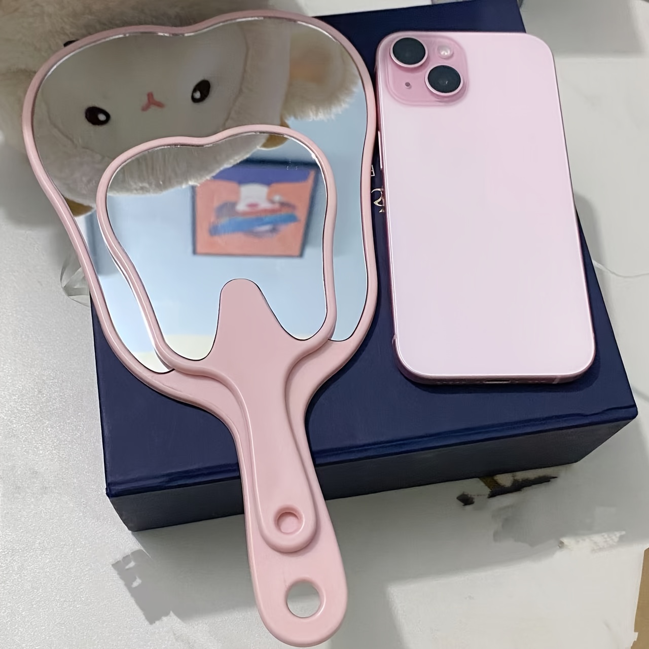 2pcs Creative Tooth-Shaped Hand Mirrors Set