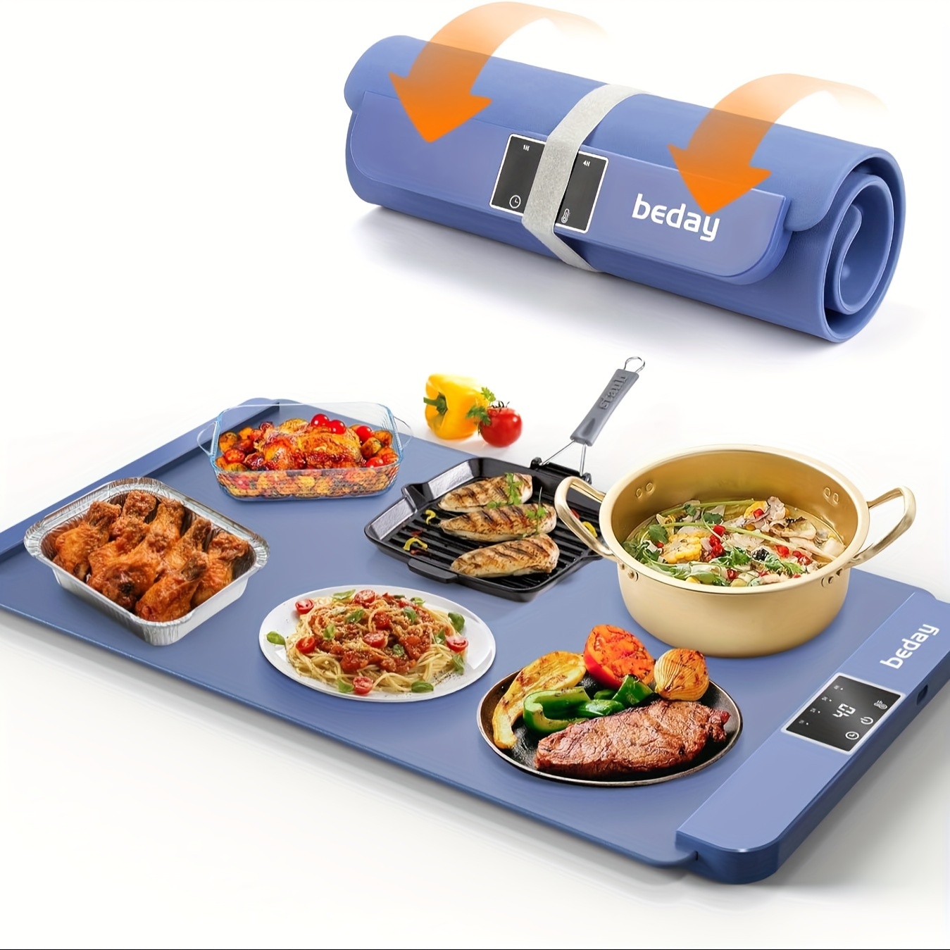 

Electric Food Tray, Food Heater, 7 Temperature Settings, Portable Silicone Heating Pad For Parties, Buffets, Family , Full Surface Heating Plate