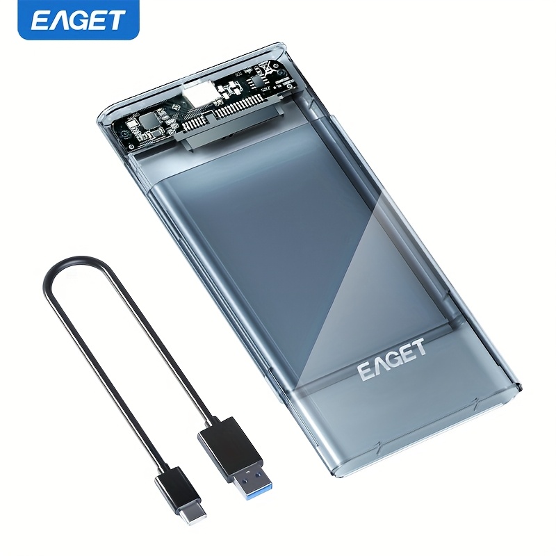 TEMU Eaget 2.5" Sata To Usb 3.0 External Hard Drive Enclosure - Clear Case For 7mm/9.5mm Hdd & Ssd, Usb 3.0 Interface, Fast Data Transfer, Portable