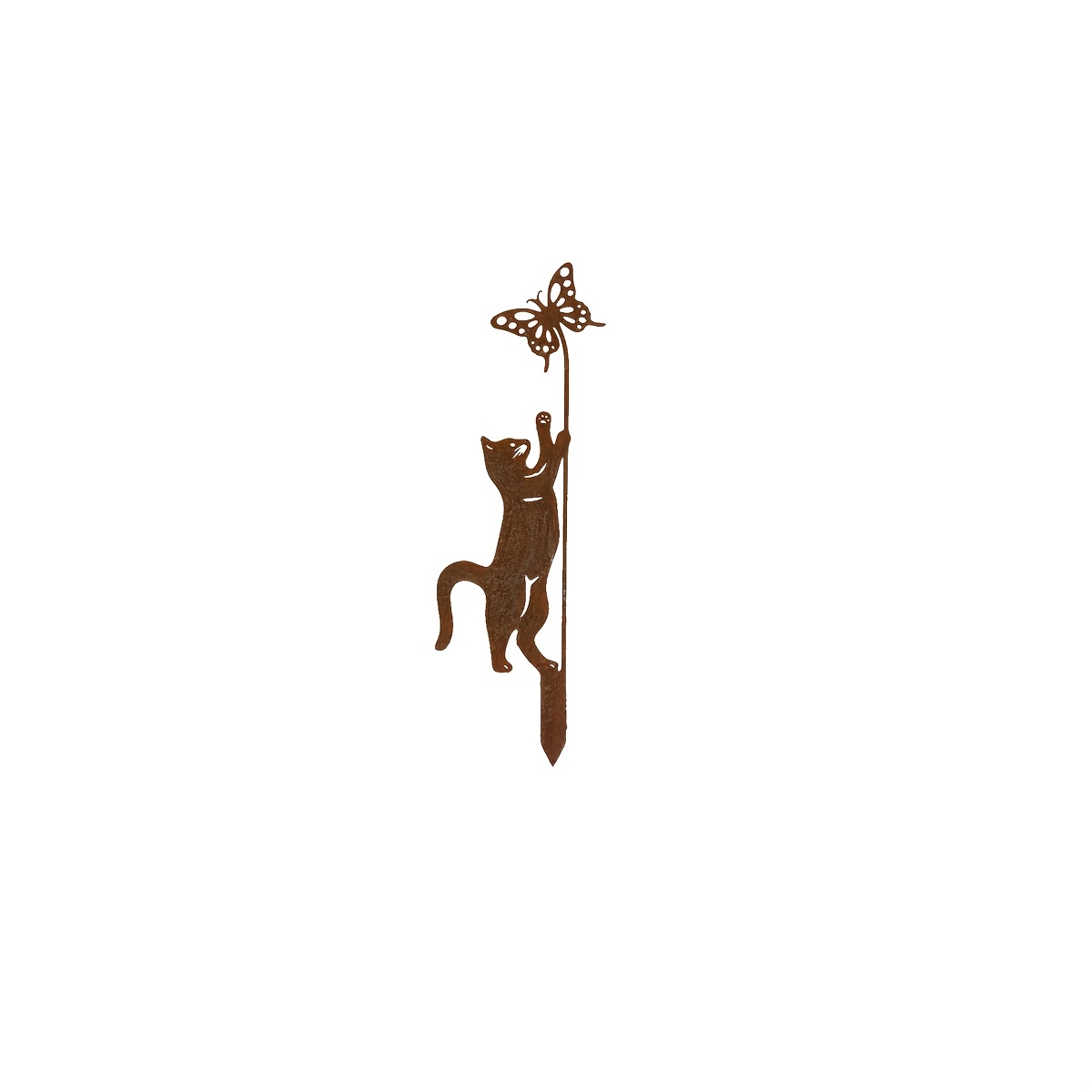 TEMU 2d Flat - 【2d Flat】 2d Flat - [2d Flat] 2d Flat, Acrylic Rust-colored Cat Garden Stake, Decor For Cat Lovers, Featuring Cat And Design, Suitable