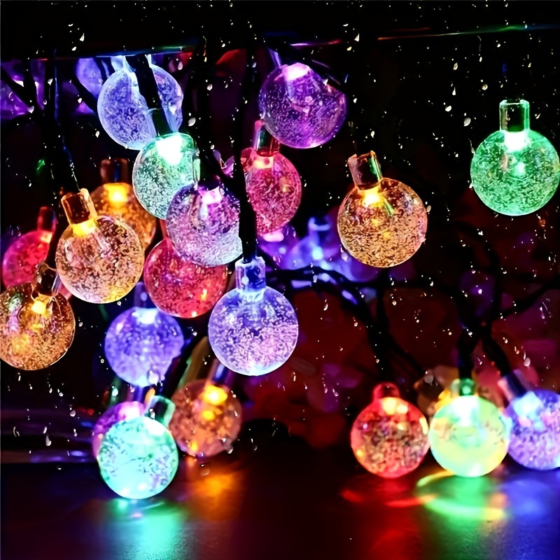 1 set of 20 50 led solar outdoor crystal ball string lights solar holiday fairy lights bubble ball lights garden christmas and halloween decoration lights details 4