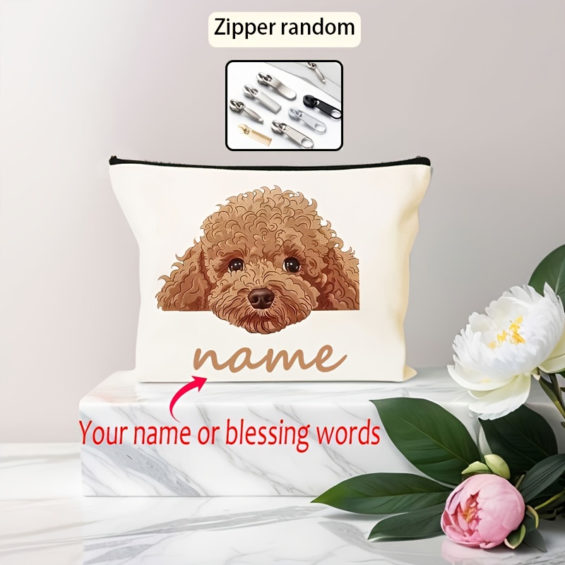 TEMU Borsa Trucco Creativa e con Stampa Poodle, Porta Cosmetici con Cerniera Portatile per Viaggi, Borsa da Toeletta Capiente, Regalo per Famiglia, e