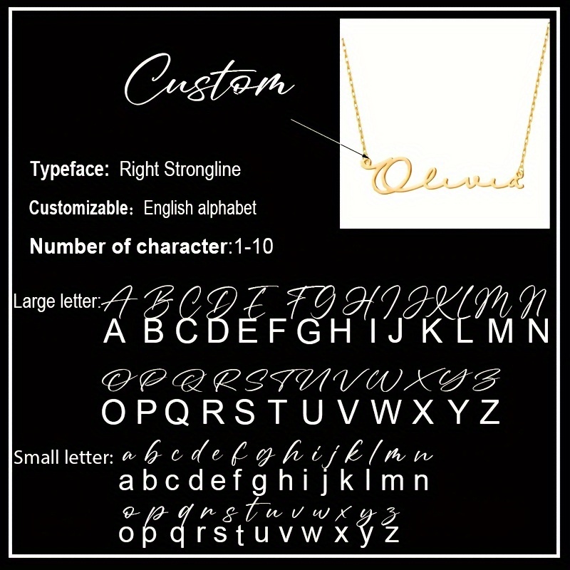 TEMU Custom Name Necklace Stainless Steel Personalized Golden Name Pendant Diy Fashionable Collar Chain For Her Birthday Gift Mother's Day Gifts