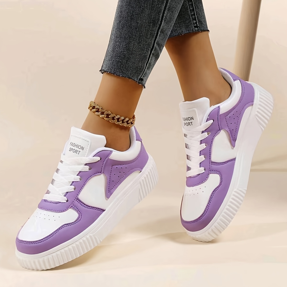 

Women's Fashion Trendy Versatile Sneakers, Comfortable Low-top Casual Sports Shoes, Casual Lace Up Outdoor Shoes