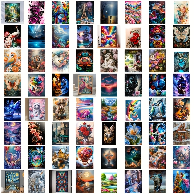 a random diamond painting kit diy diamond painting set round diamond landscape and animal themes canvas art   decor 7 9in 11 8in 20cm 30cm diamond craft unframed home decor art random product