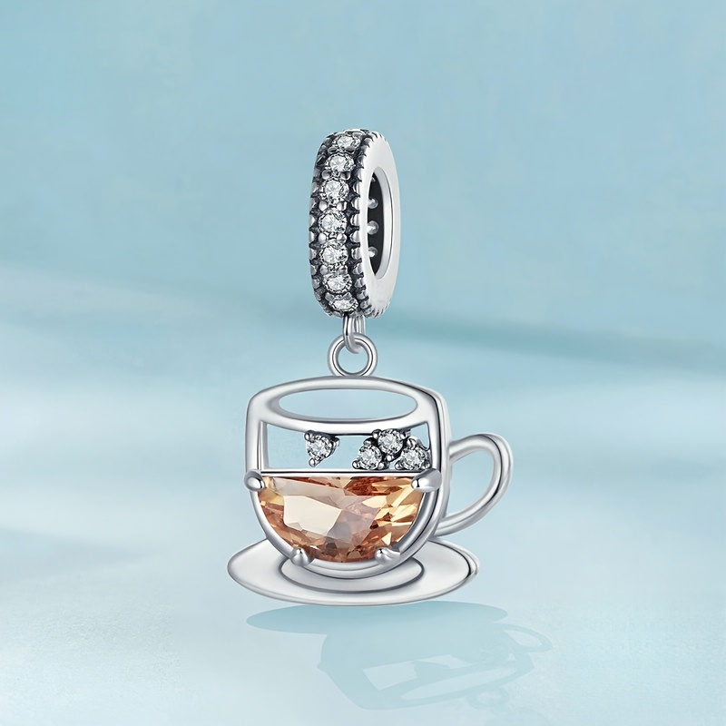 Image of 1pc, Cute Design Diy Decoration Set With Hollow Coffee Cup, Including Packaging, Inlaid With And Glass, Suitable For Diy Bracelets, Necklaces, Daily Wear, Music Festival Gifts For Girlfriends, Lovers