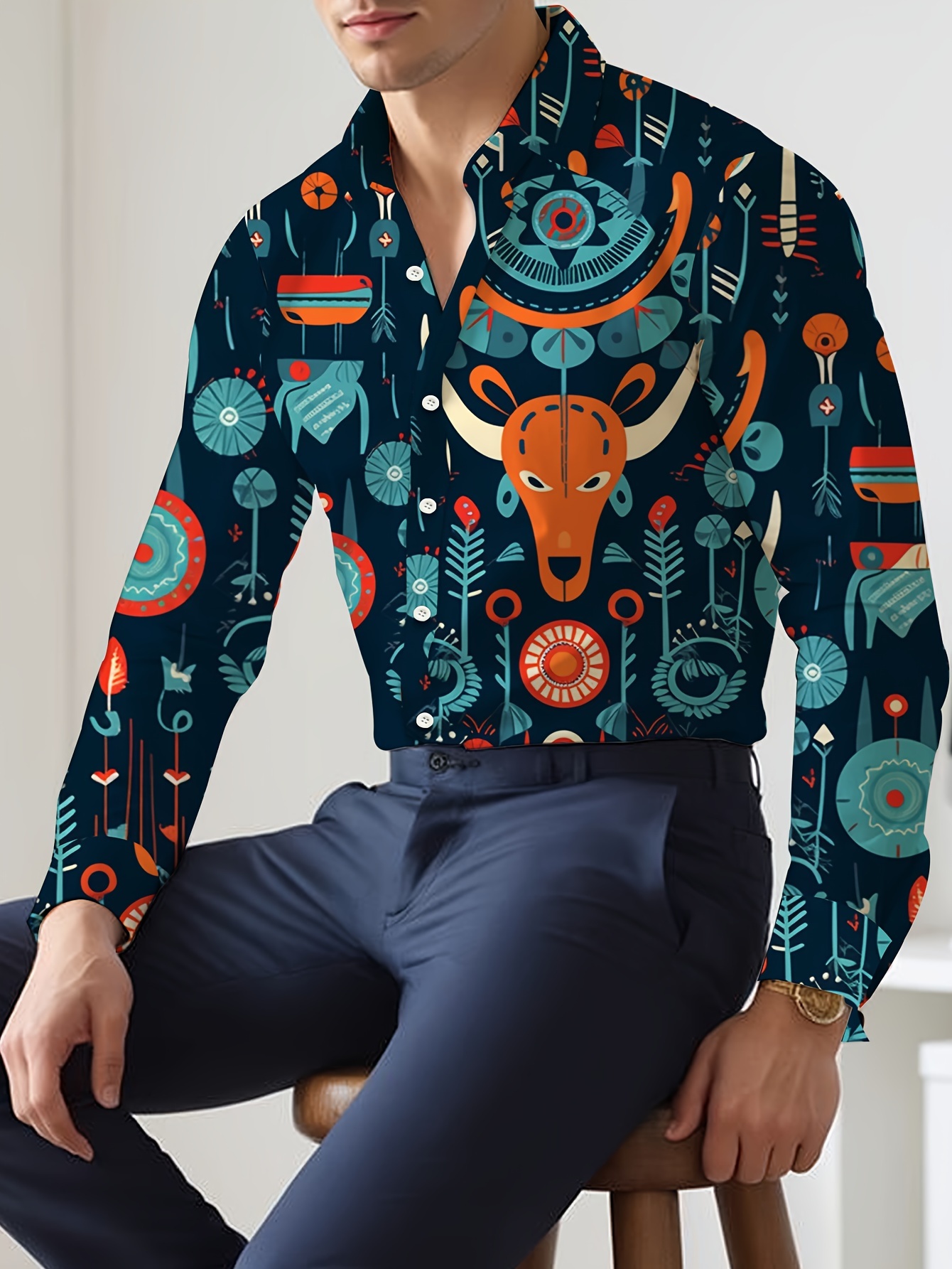 camisa larga estampado animal hombre Temu Colombia