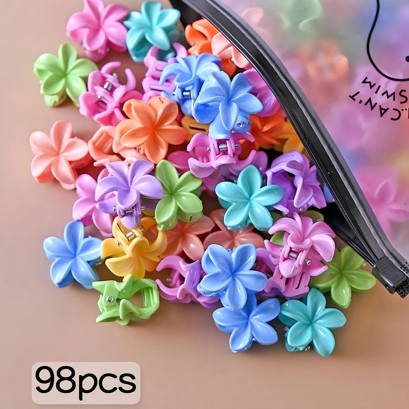 TEMU Lot de 98 mini pinces à cheveux griffes série de couleurs Dopamine, accessoires pour cheveux tendance et , pinces à cheveux polyvalentes