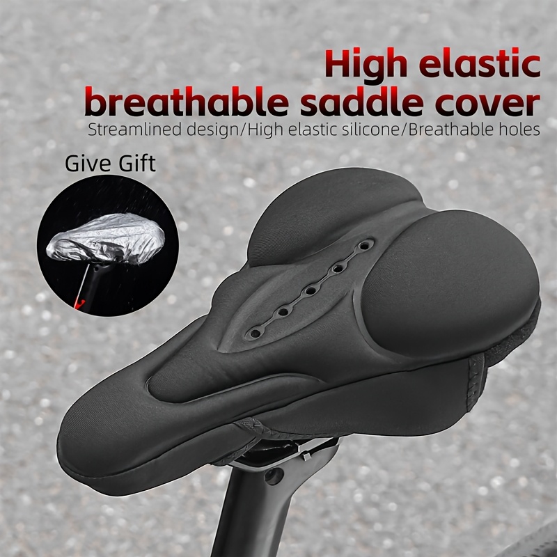 E-shop WEST BIKING 1 Stück Fahrradsitzkissen Weich Verdickter Schaumstoff Fahrradsattelpolster Bequem Atmungsaktiv Sitzbezug Schwarz Unisex