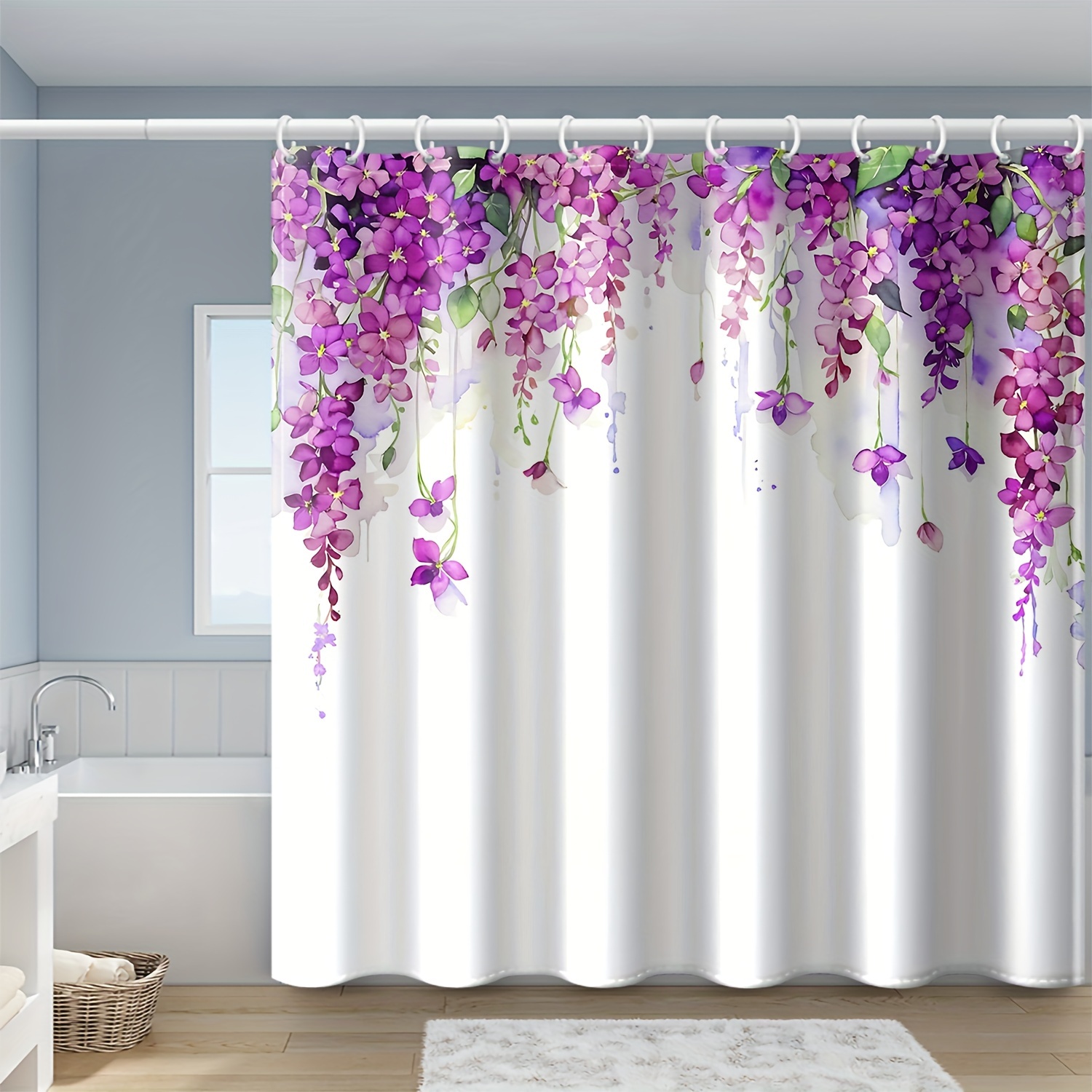 

Waterproof Pattern Shower Curtain Set With Hooks - 71x71" Modern Decorative Bathroom Curtain, Machine Washable Polyester