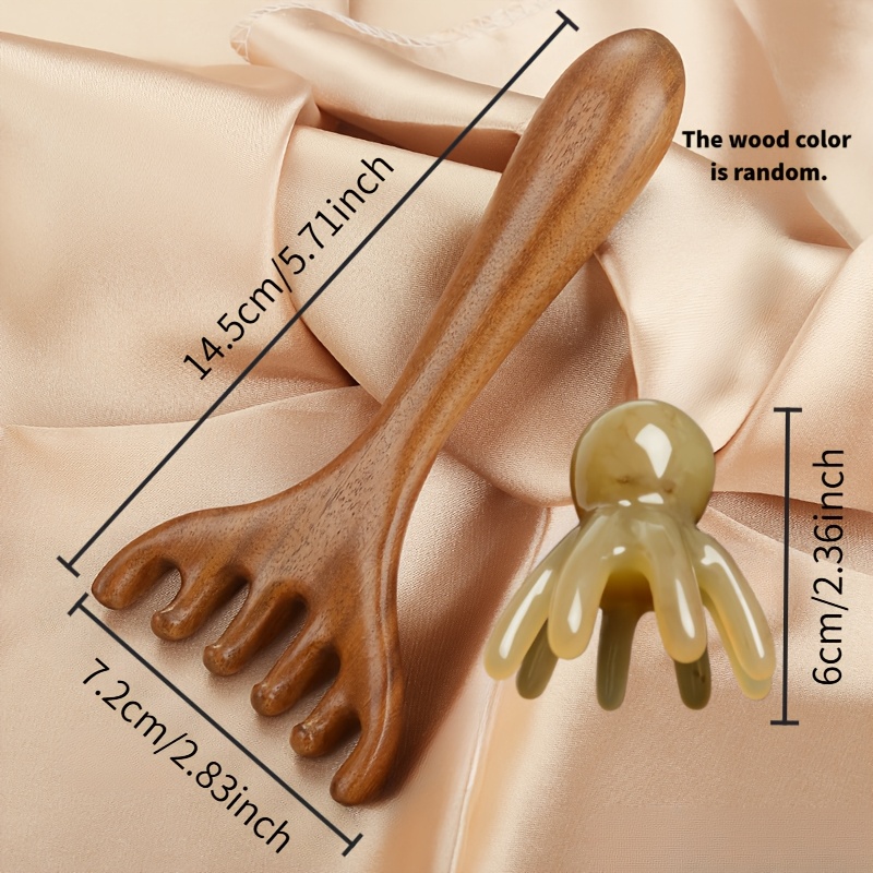 Image of 2pcs = 1 Antler Massager ( Random) + 1 Octopus Massage Comb. Gua Sha Tool, Back Scratcher, Spa Handheld Meridian Massage Comb, Hair Care