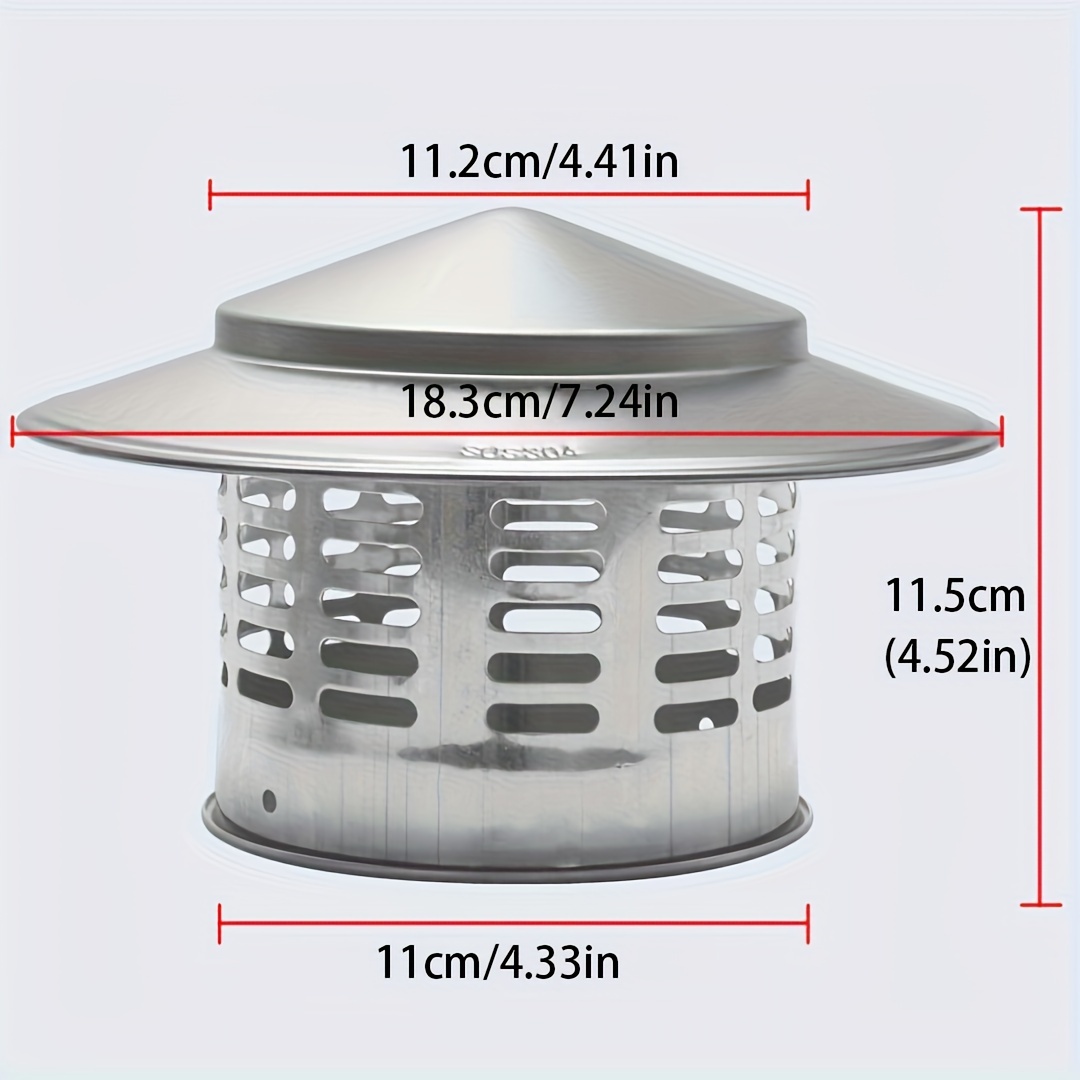 1pc thickened 304 stainless steel chimney cap ventilated exterior vent cover rainproof louvered     ventilation exhaust cap stainless steel chimney top outdoor smoke pipe   for heating and cooling appliances details 4