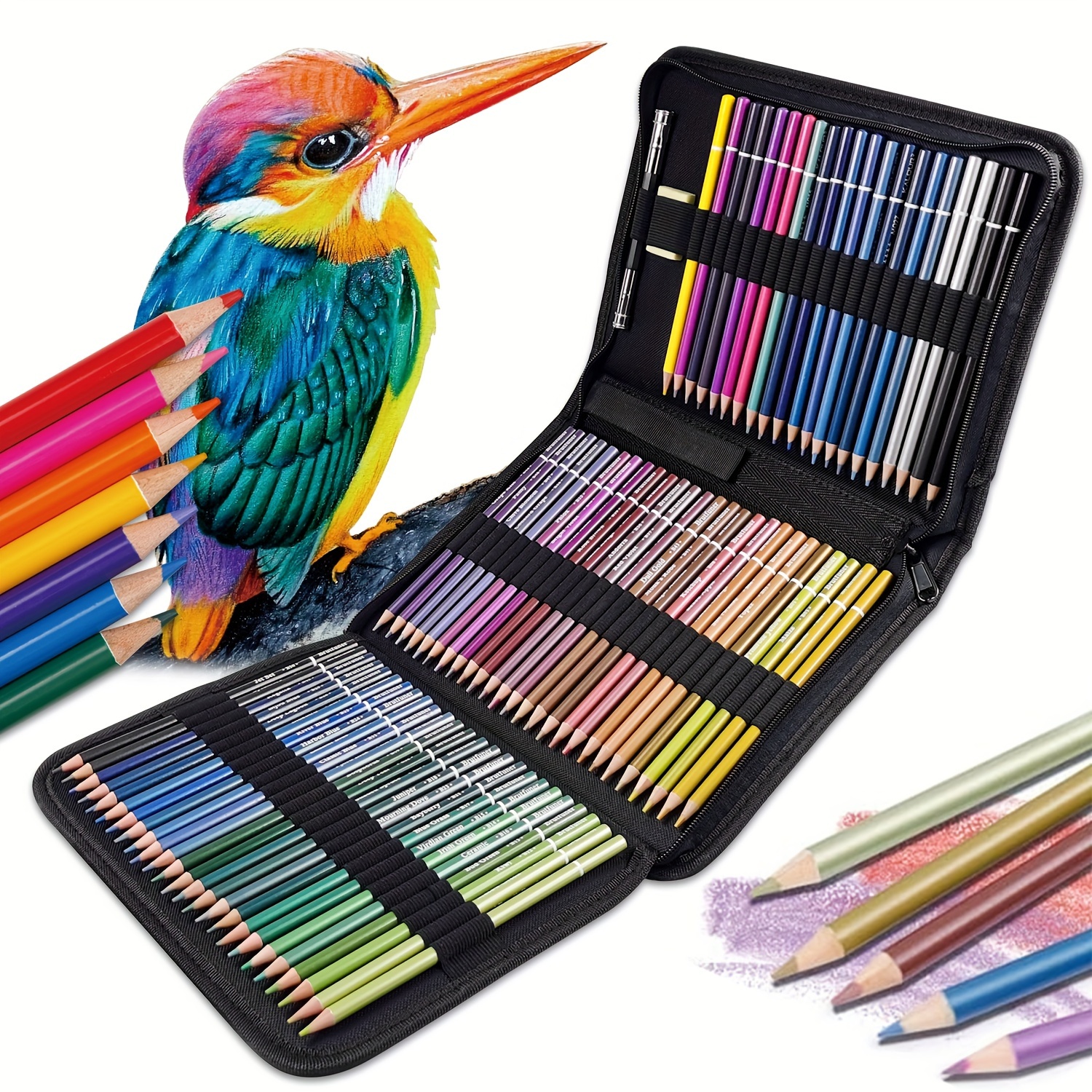 

Metallic Magic: 12/24/50/72 Vibrant Colored Pencils - Erasable, Medium Tip For Artists & Hobbyists