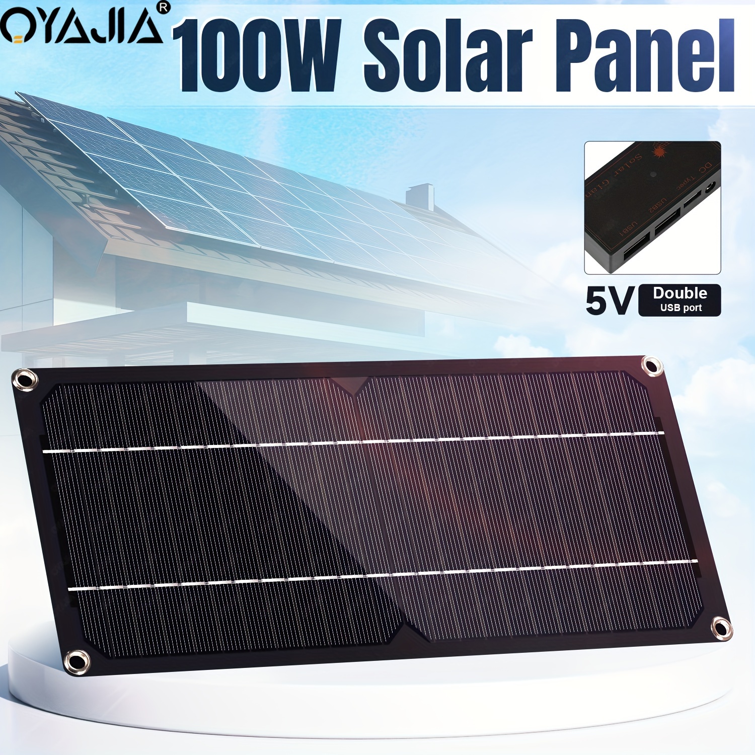 

Oyajia 100w Monocrystalline Solar Panel Charger Battery Maintainer With Car