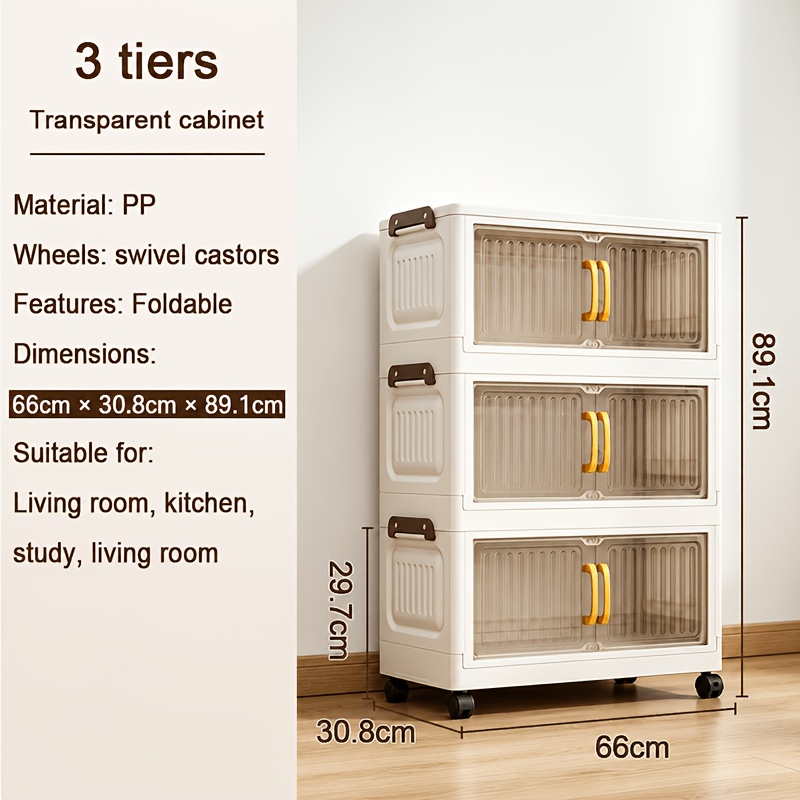 TEMU de almacenamiento cubierta de 5 capas de 60 cm con ruedas giratorias para fácil movimiento. El espacioso armario de almacenamiento beige es