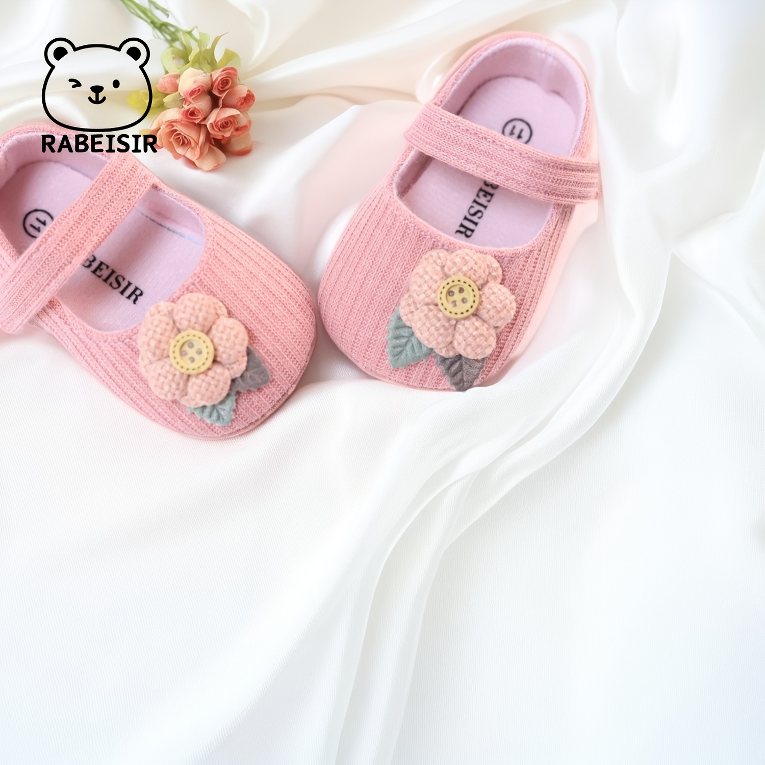 Trendy Cute Flower Mary Jane Shoes For Baby Girls, Comfortable Lightweight Non Slip Walking Shoes For Indoor Outdoor Party, Spring And Autumn