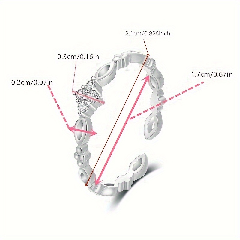 Boho Infinity Knot Open Ring CZ Stones Adjustable Unisex Jewelry