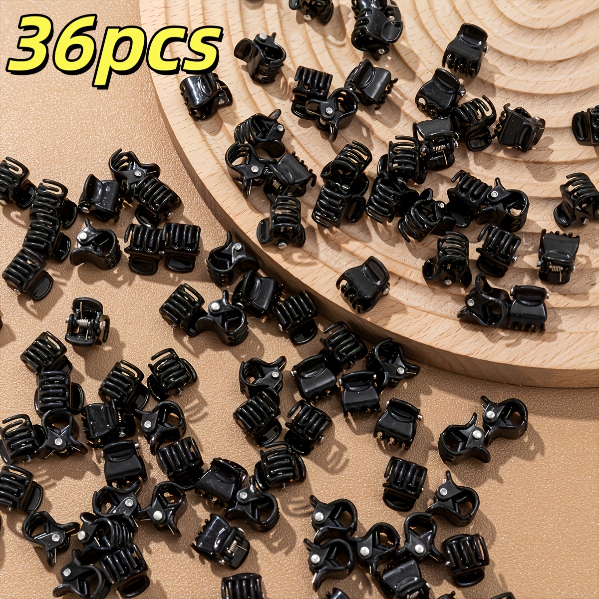 TEMU Juego de 36 pinzas de garra pequeñas negras para mujer, para flequillo y pelos , pinzas de pelo de garra compactas y portátiles