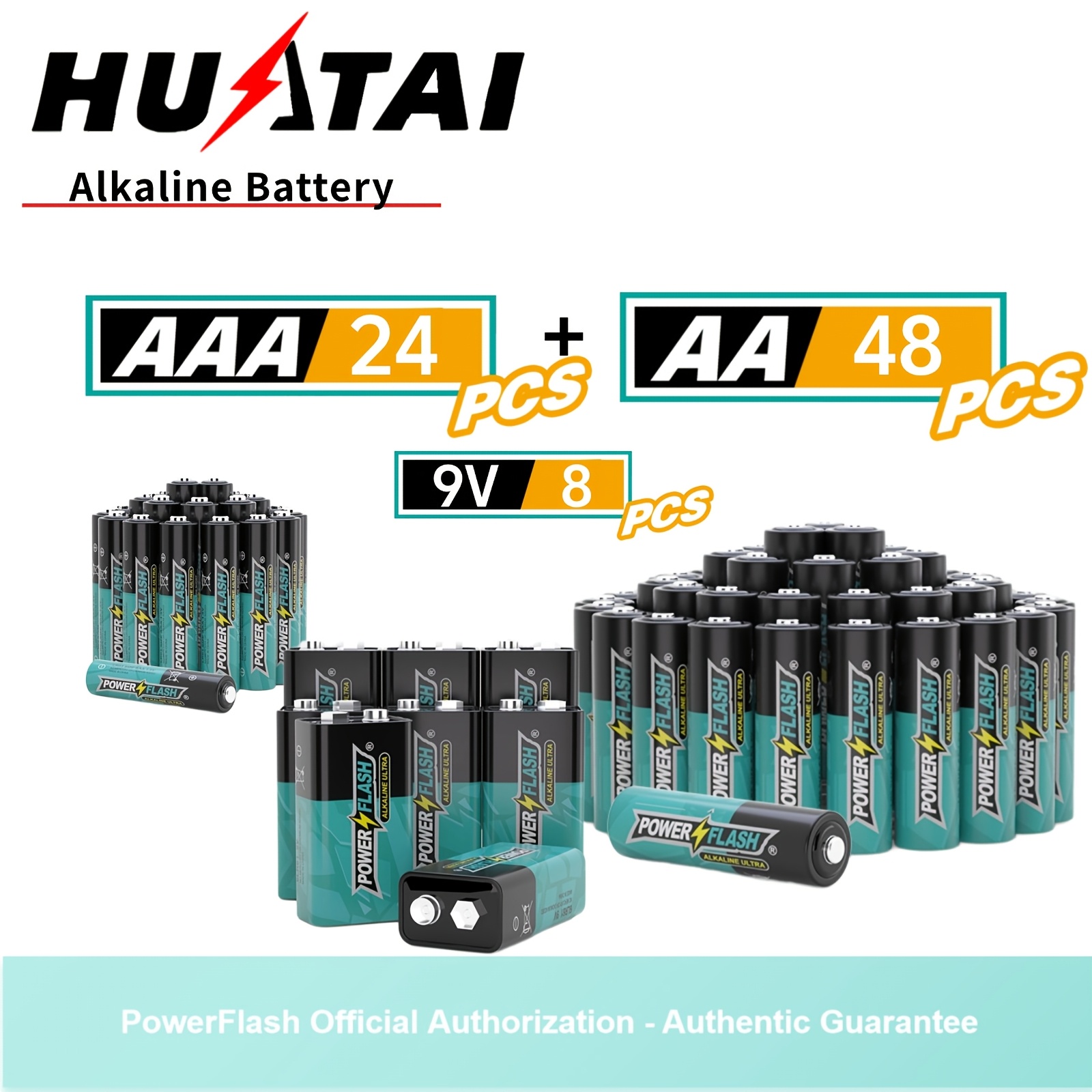 

Huatai Long- Batteries, , Set Of 24 Aaa And 48 Aa And 8pcs 9v Batteries For Household Device