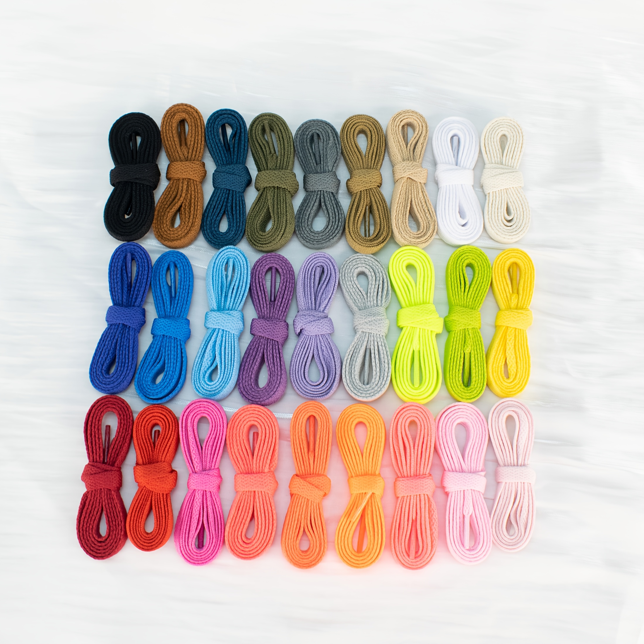 TEMU 27 Pairs Of Thin Floral Thickened Solid Color Mesh With Versatile Classic Shoelaces, Without Battery