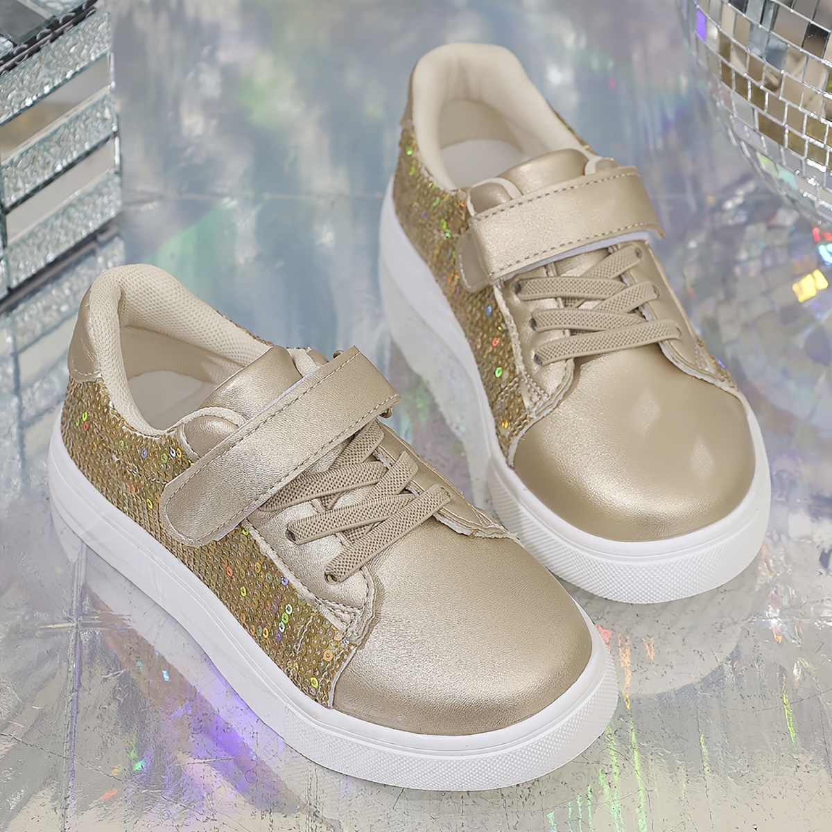 Silver Glitter Girls Sparkle Sneakers Girls' Sparkling Sequin