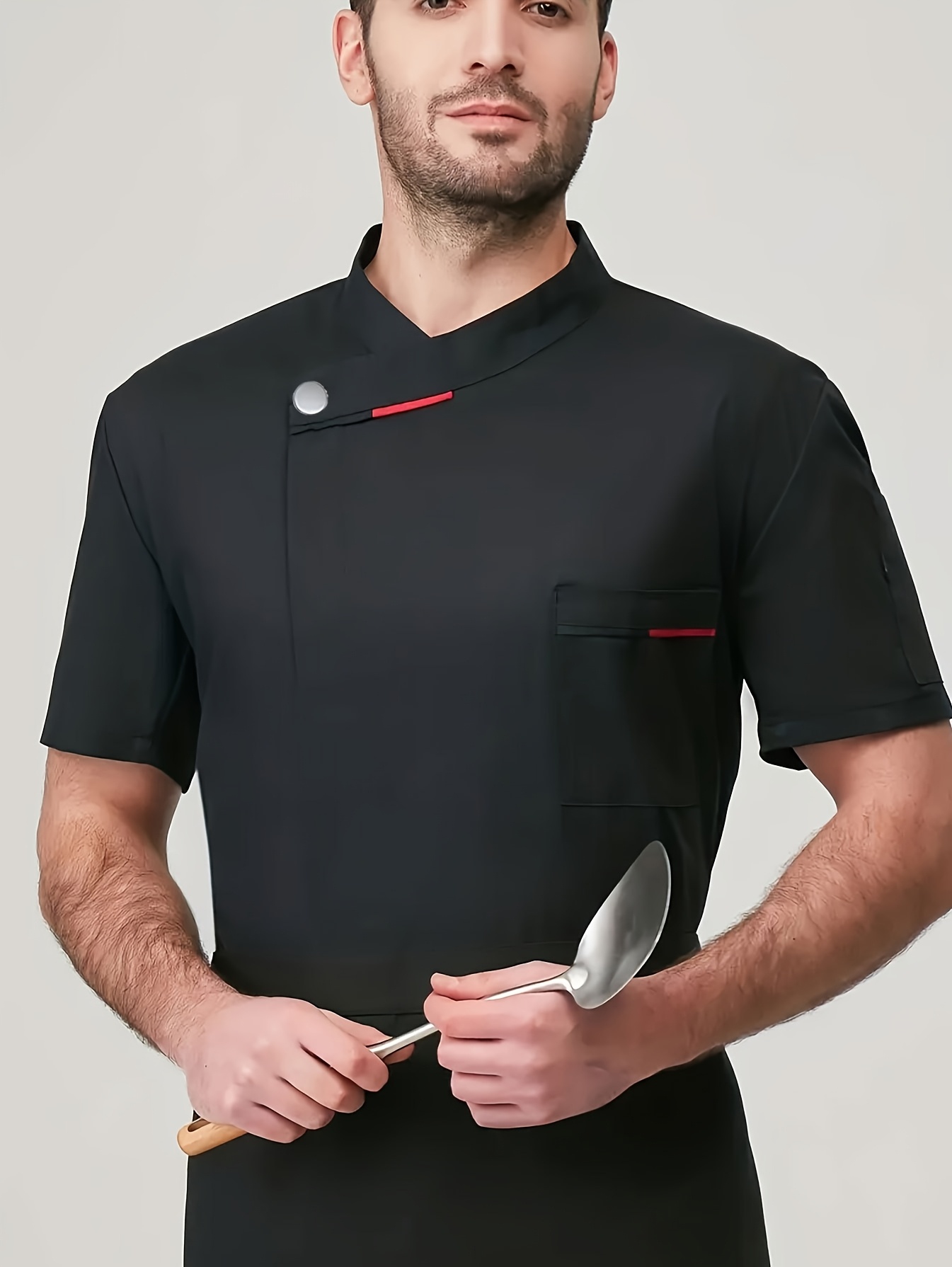 fashion chef uniform coat button collar stand collar machine