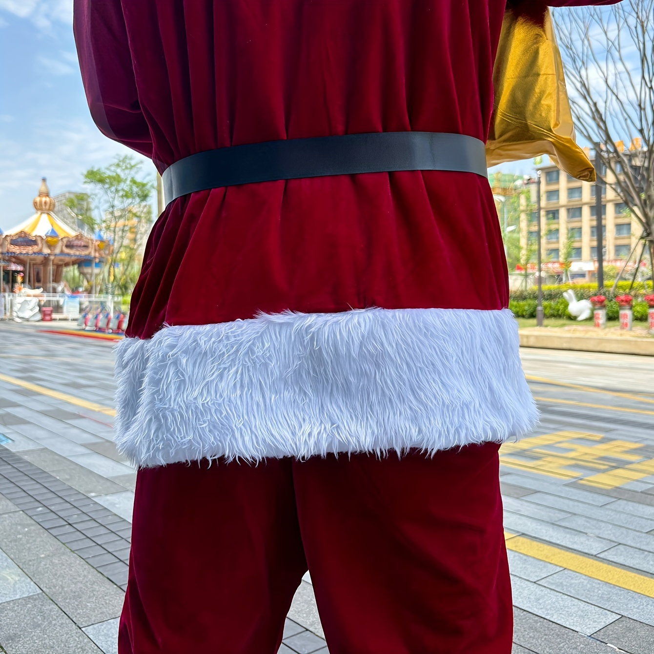Costume Complet Père Noël 7 Pièces - Avec Barbe, Chapeau, Veste, Pantalon, Ceinture, Gants, Bottines