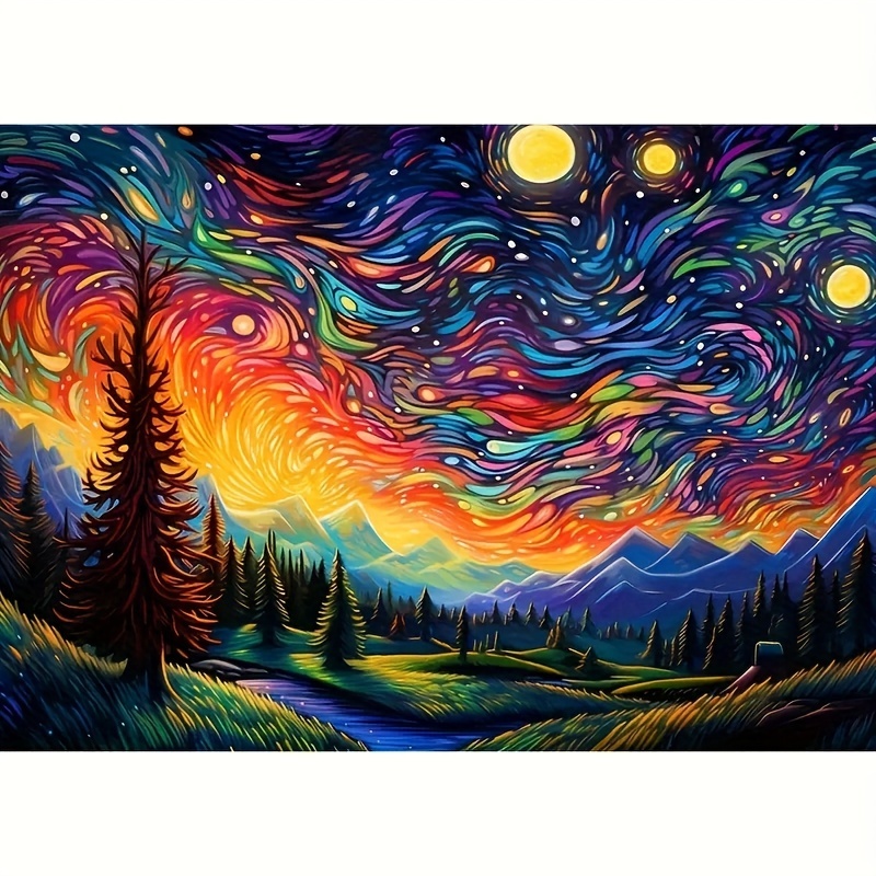 

1pc 20*30cm/7.8x11.8in Starry Sky Pattern Diy Diamond Art Painting Kit, Round Diamond, Mosaic Art Craft, Suitable For Beginners, Home Wall Decoration, Unique Gift, Without Frame