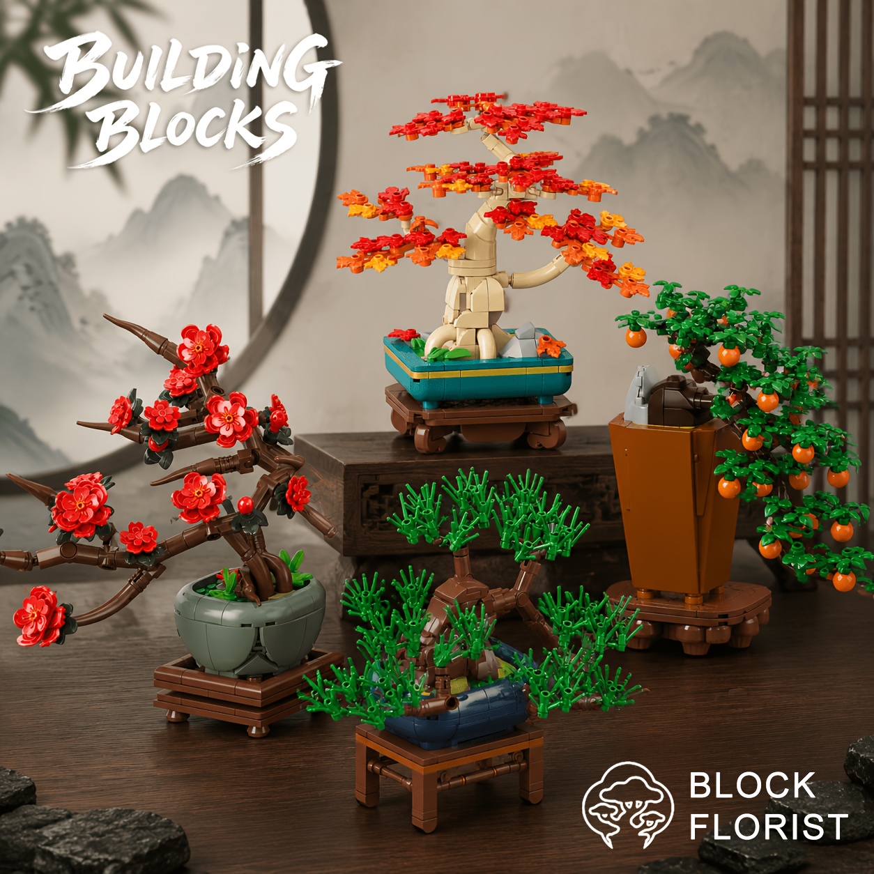 New Potted Ornament Building Blocks, Floral Designs