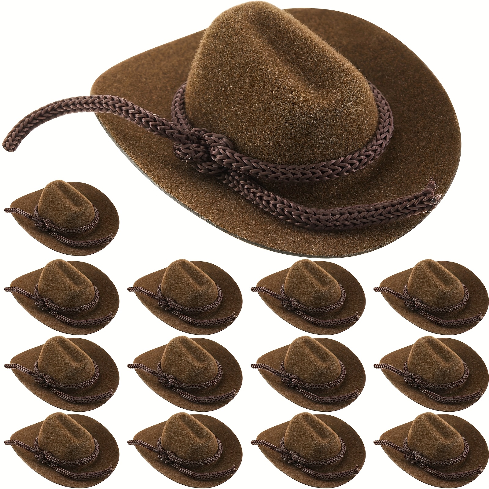 

24pcs Mini Cow Hat Cowboy Miniature Hat Western Wedding Doll Hats For Birthday Decorations Favors