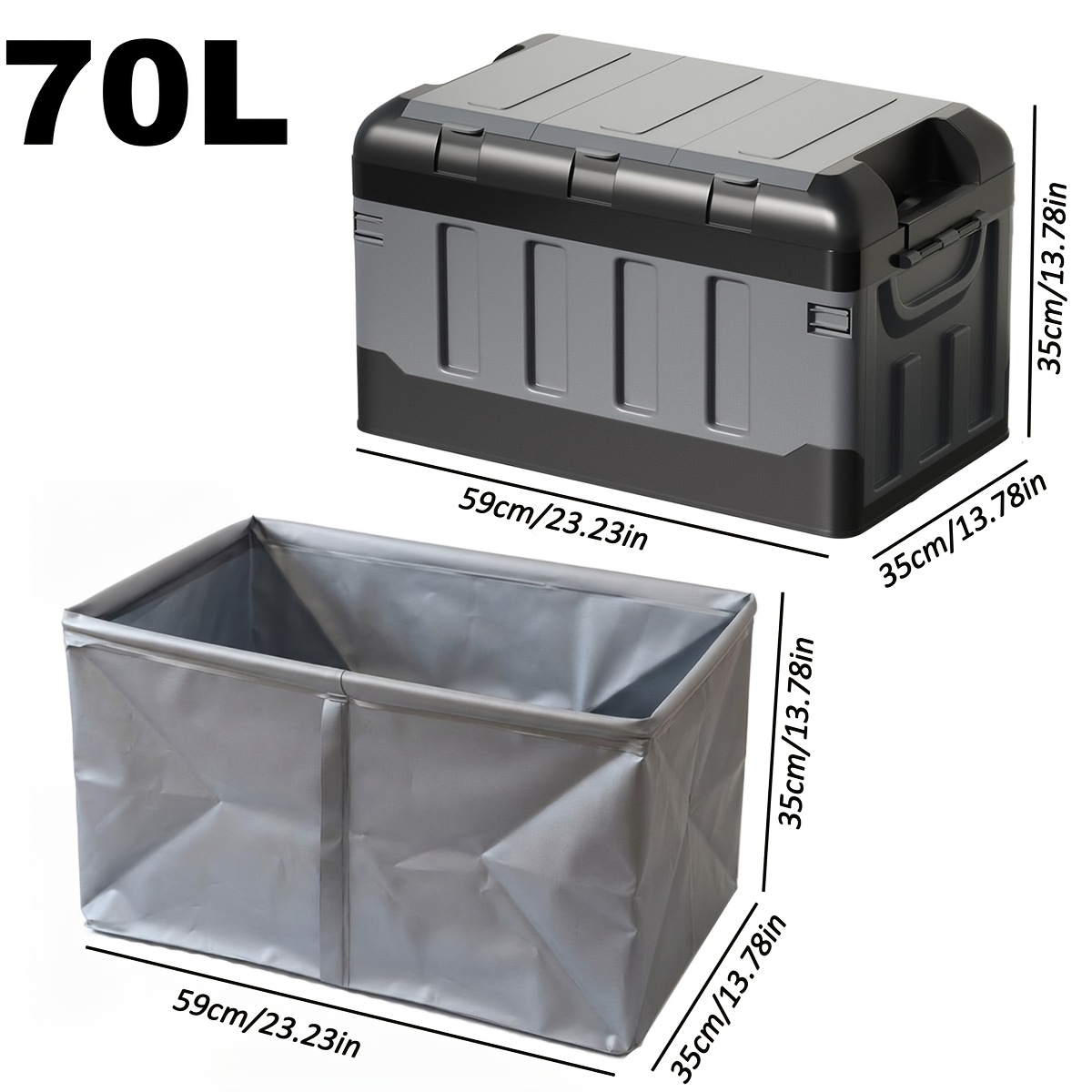 Image of 1pc Large Capacity Foldable Outdoor Recycling Bin With Foldable Waterproof Bag, Space-, Portable Design For Car Trunk, Camping, Home, Garage, , Versatile Storage, Home Improvement Enthusiasts.