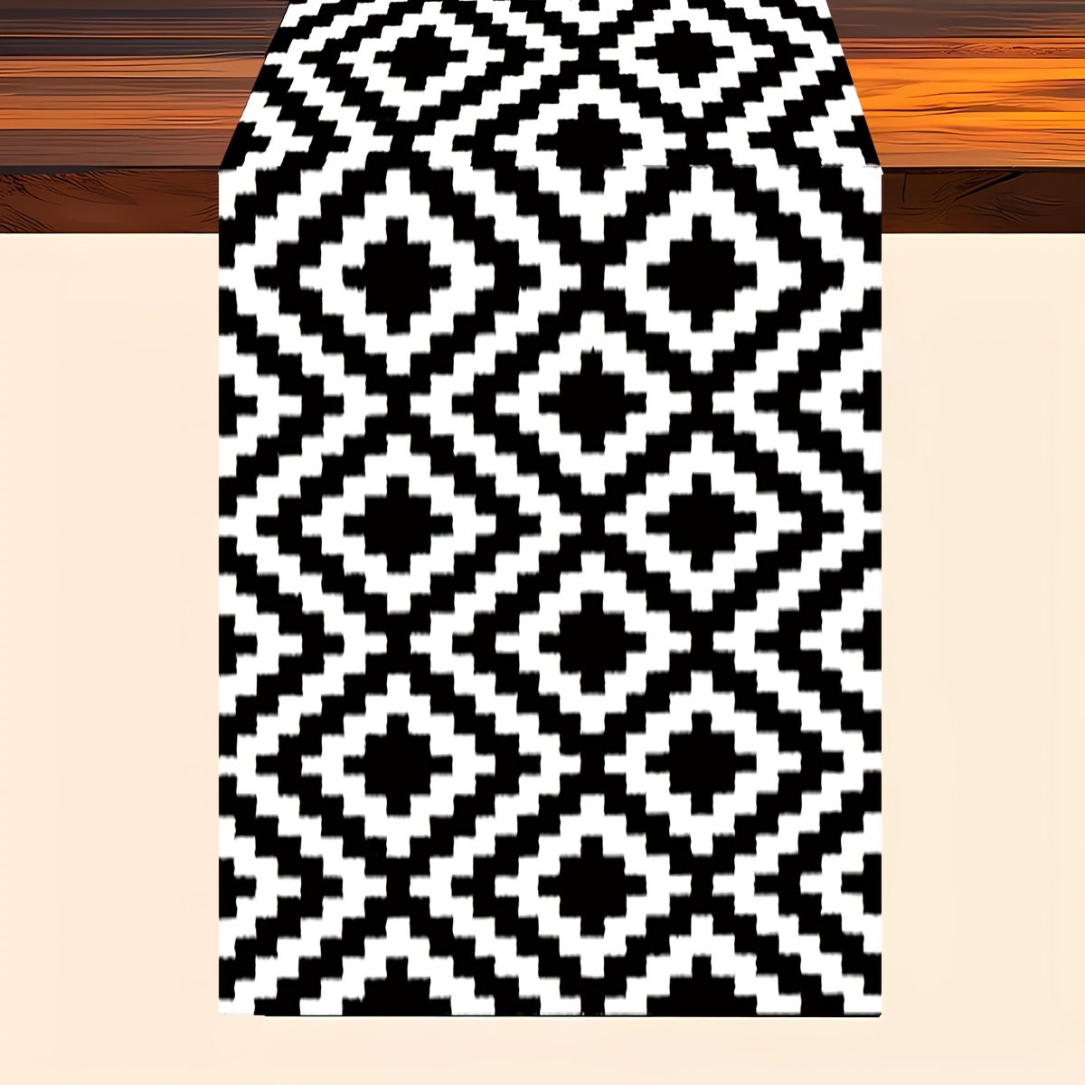1pc Table Runner, Easy Geometric Pattern Texture Runner, Farmhouse Dressing Table Scarf, Decorative Table Cover, Coffee Table, Restaurant, Table Decoration, Decor, Perfect Gift Decoration